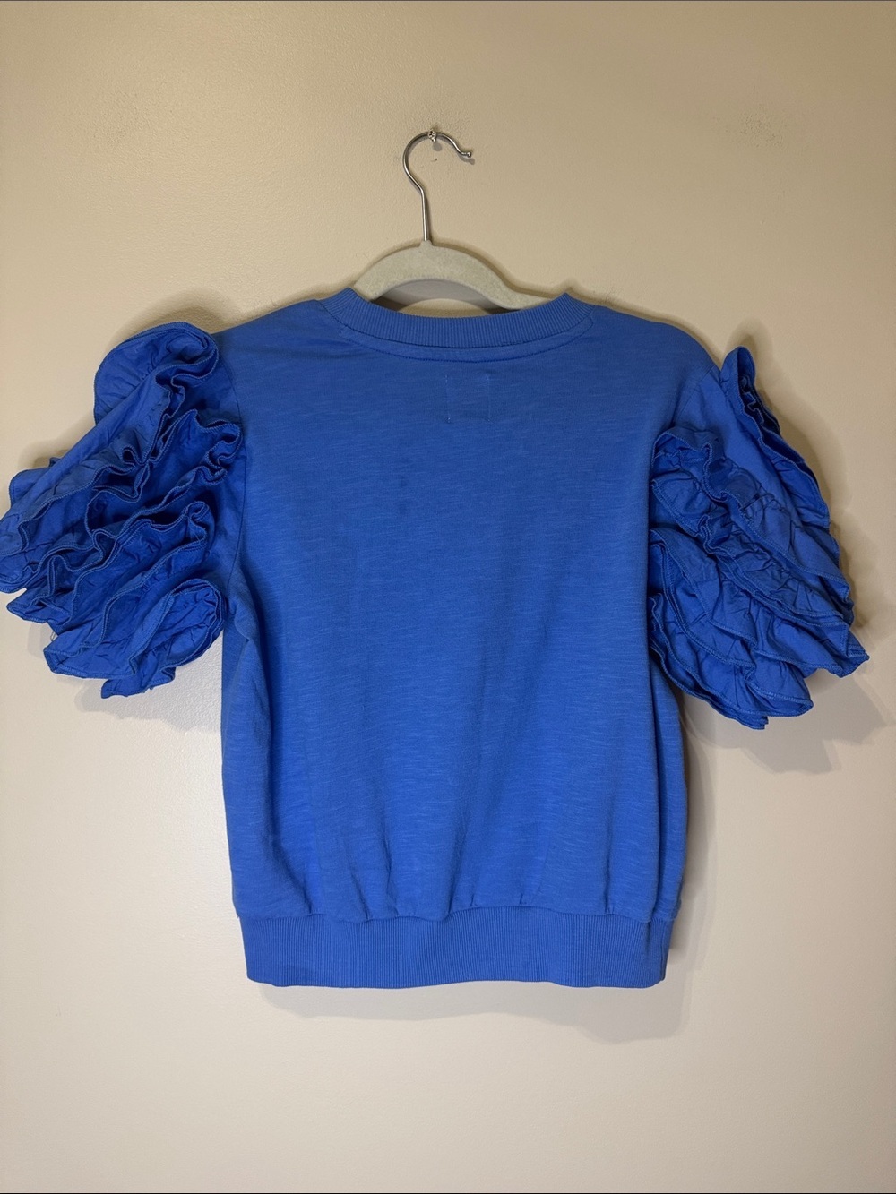 Maeve Ruffle Puff-Sleeve Tee | XSmall | Blue - Picture 4 of 9